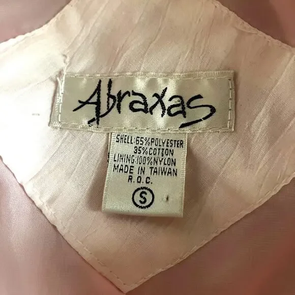 Vintage Abraxas Blush Pink Puff Sleeve Jacket w/ White Trim | Size S - Picture 5 of 6
